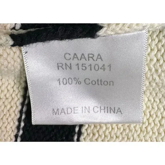 CAARA Cream & Black Striped Turtleneck Sweater Size Medium 100% Cotton - Picture 10 of 10